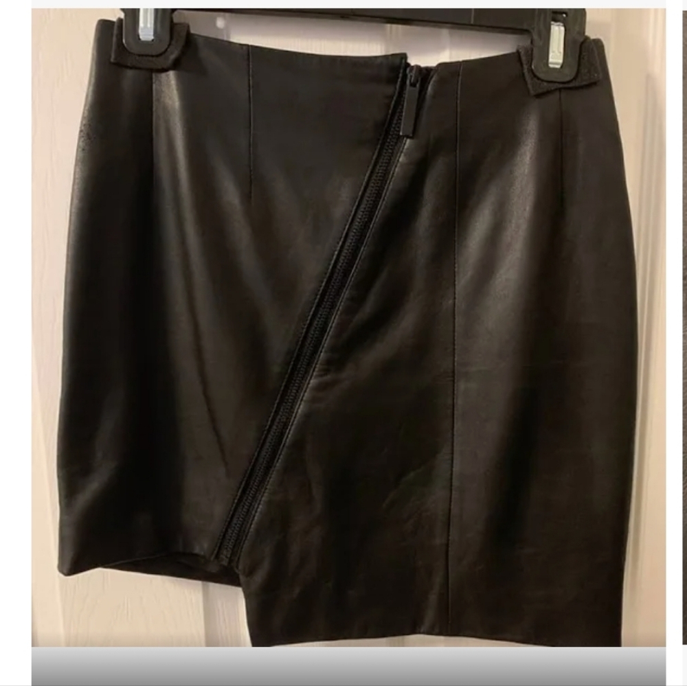 Asymmetrical Leather Skirt